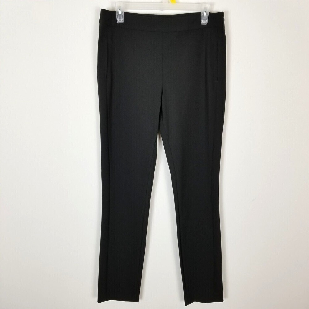 NYDJ Women Skinny Ankle Pants Side Zip Black 10